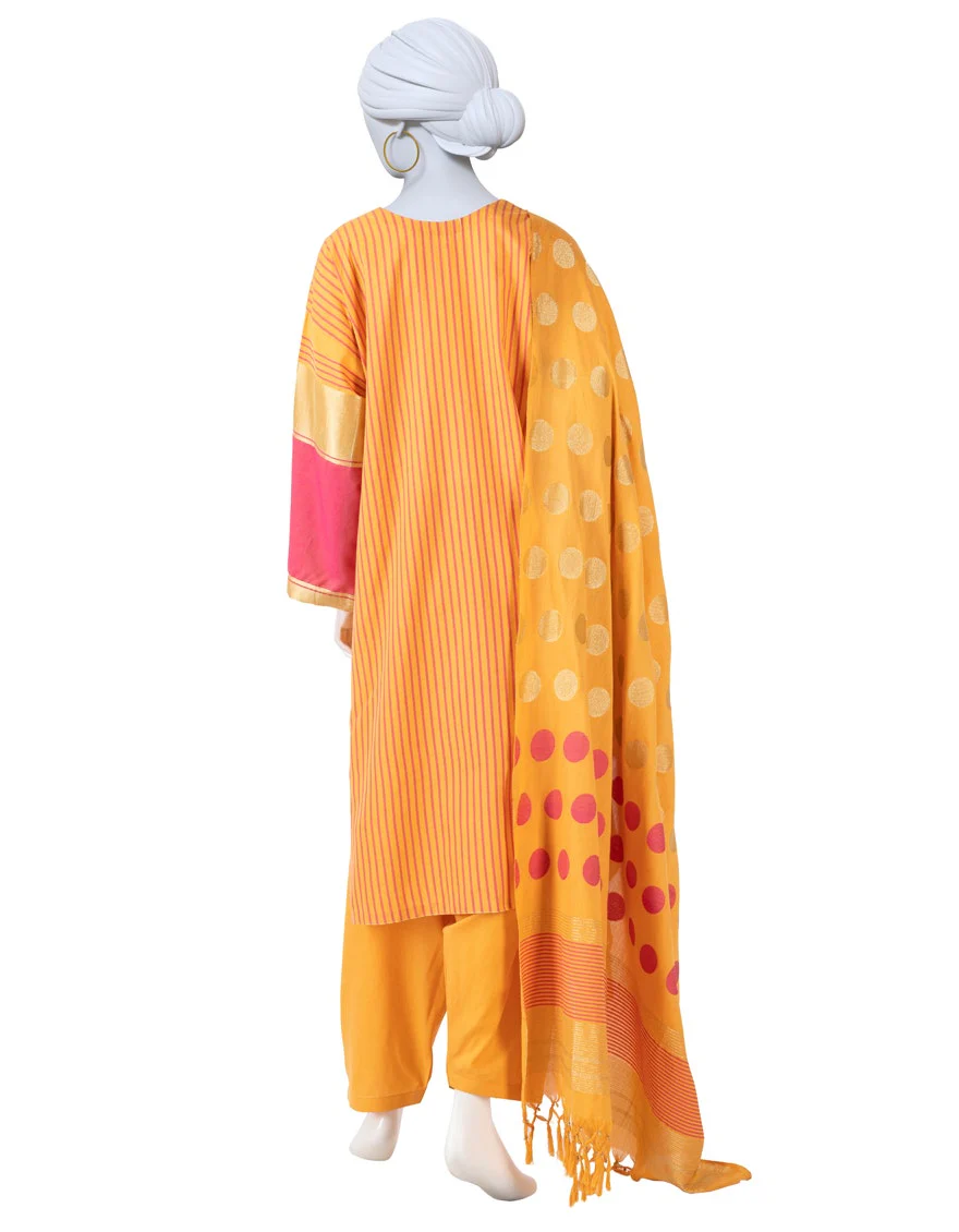 Junaid Jamshaid 3PC-JLAWN-S-25-3121 Orange Jacquard Dyed Shades Of Summer 2025 - Image 2