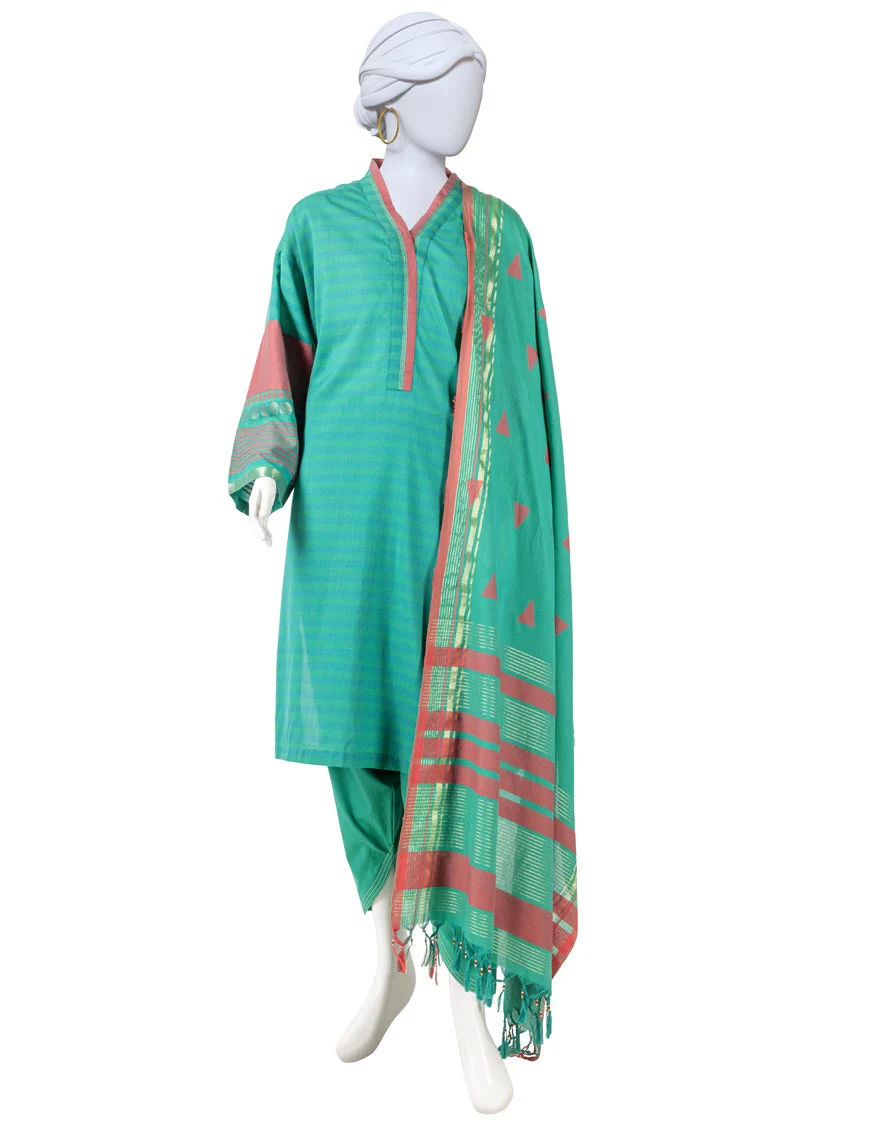 Junaid Jamshaid 3PC-JLAWN-S-25-3122 Green Jacquard Dyed Shades Of Summer 2025
