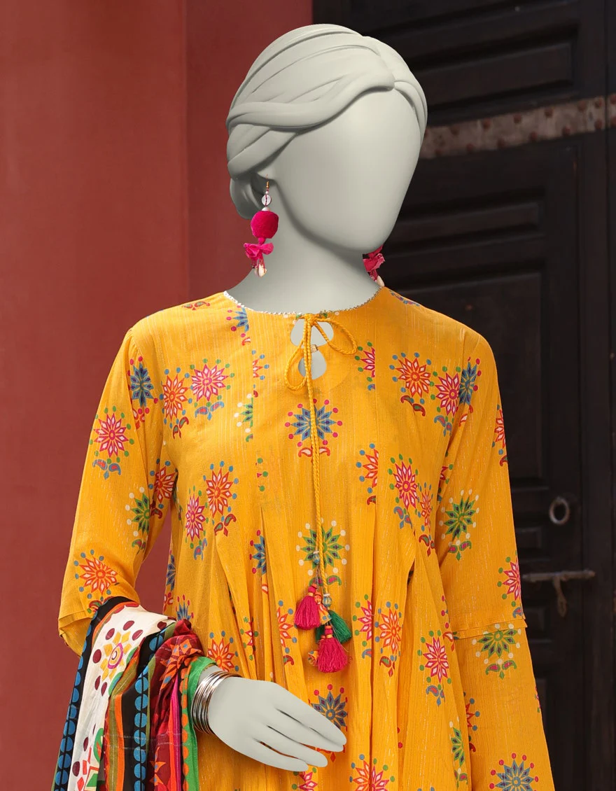 Junaid Jamshaid 3PC-JLAWN-S-25-3145 Yellow Lawn Printed Shades Of Summer 2025 - Image 2