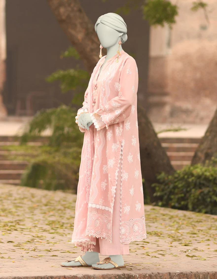 Junaid Jamshaid 3PC-JLAWN-S-25-3152 Pink Cambric Schiffli Shades Of Summer 2025 - Image 2