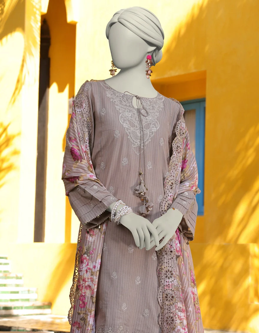 Junaid Jamshaid 3PC-JLAWN-S-25-3159 Grey Jacquard Embroidered Shades Of Summer 2025 - Image 2