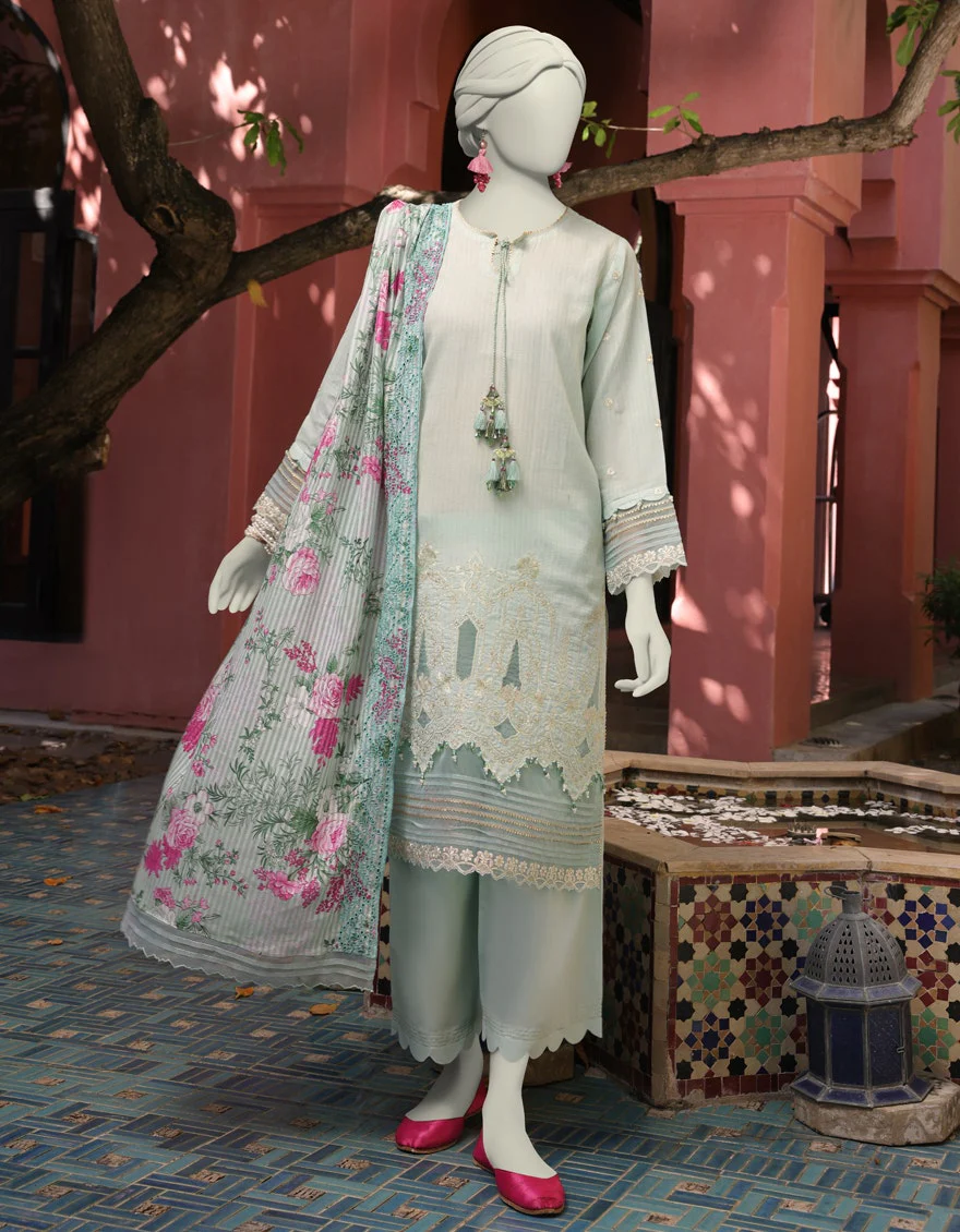 Junaid Jamshaid 3PC-JLAWN-S-25-3162 Blue Jacquard Embroidered Shades Of Summer 2025
