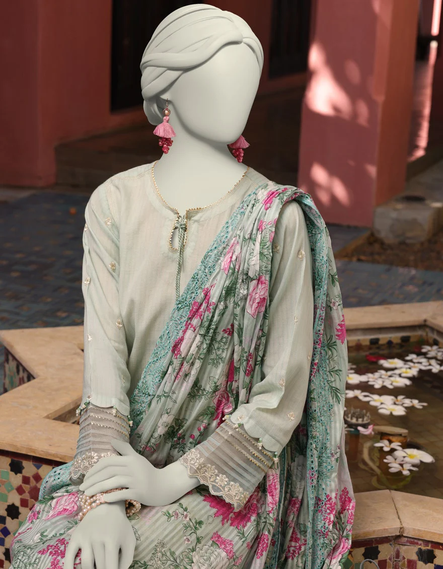 Junaid Jamshaid 3PC-JLAWN-S-25-3162 Blue Jacquard Embroidered Shades Of Summer 2025 - Image 2
