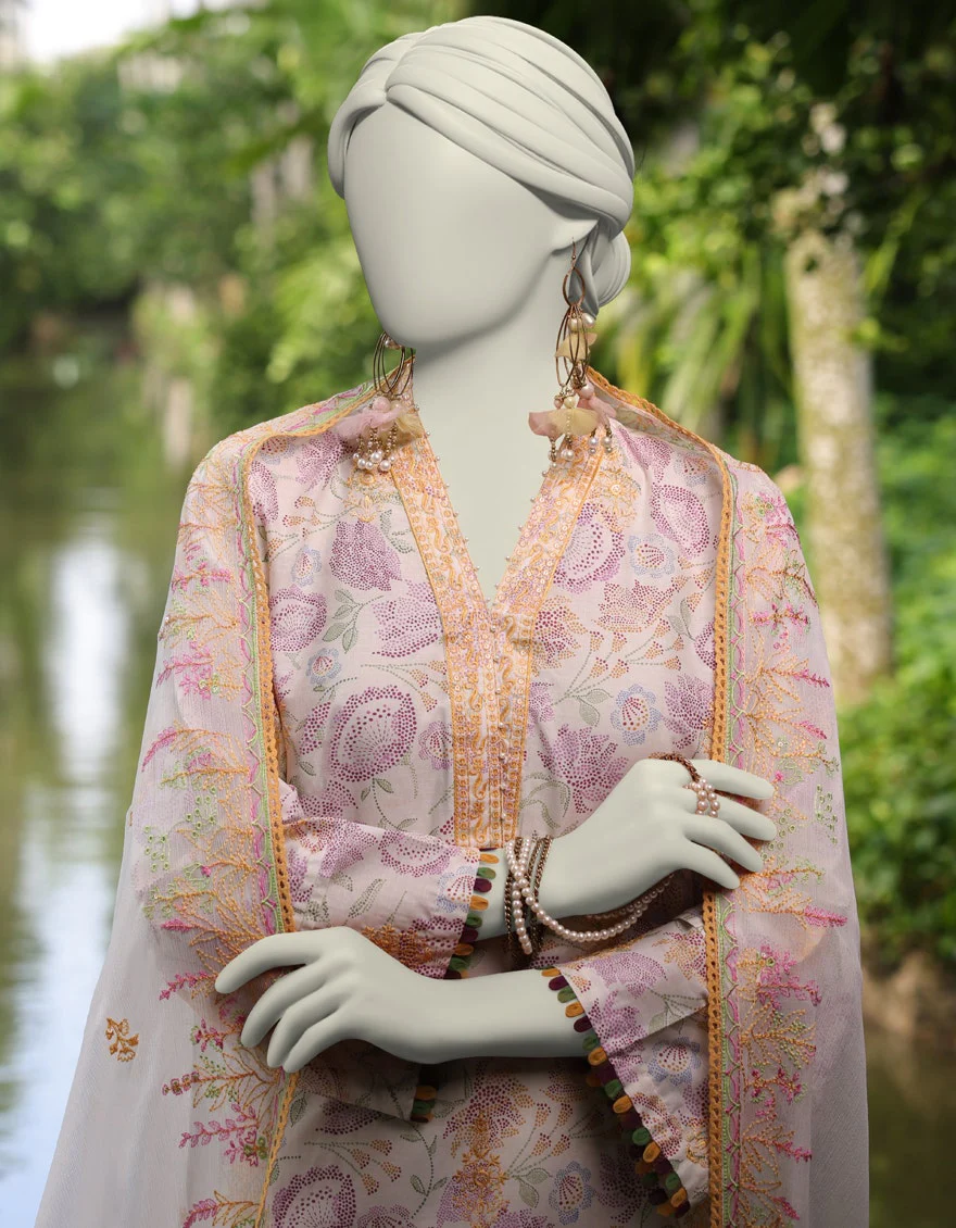 Junaid Jamshaid 3PC-JLAWN-S-25-3165 Multicolor Lawn Embroidered Shades Of Summer 2025 - Image 2