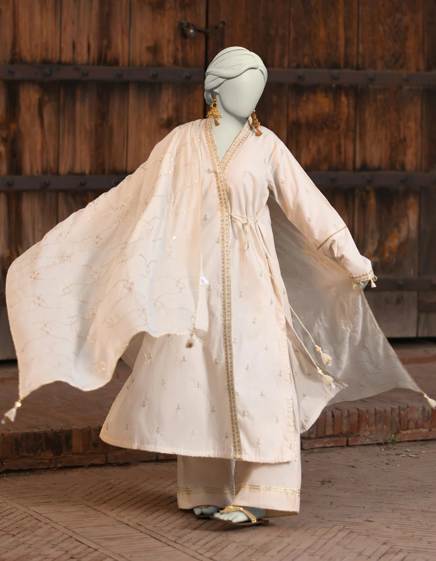 Junaid Jamshaid 3PC-JLAWN-S-25-3176 Off White Lawn Embroidered Shades Of Summer 2025