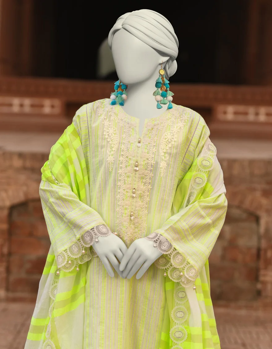 Junaid Jamshaid 3PC-JLAWN-S-25-3191 Green Lawn Embroidered Shades Of Summer 2025 - Image 2