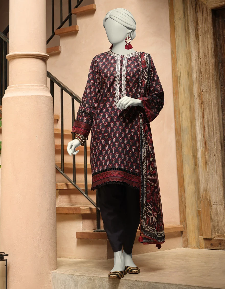 Junaid Jamshaid 3PC-JLAWN-S-25-3293-A Blue Lawn Embroidered Shades Of Summer 2025