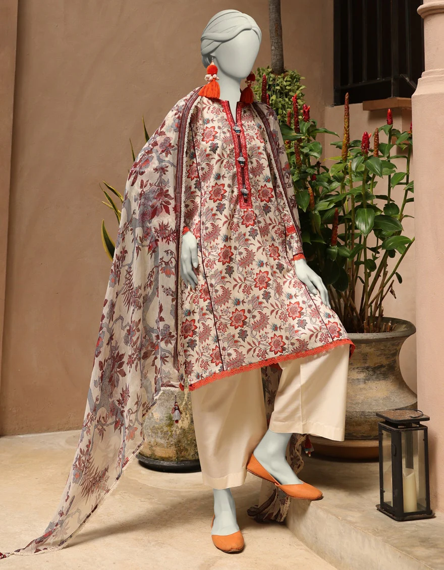 Junaid Jamshaid 3PC-JLAWN-S-25-3296-A Multicolor Lawn Embroidered Shades Of Summer 2025