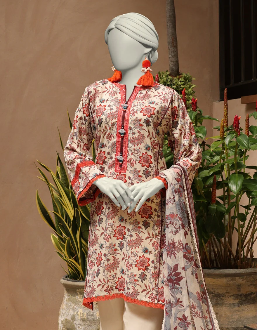 Junaid Jamshaid 3PC-JLAWN-S-25-3296-A Multicolor Lawn Embroidered Shades Of Summer 2025 - Image 2