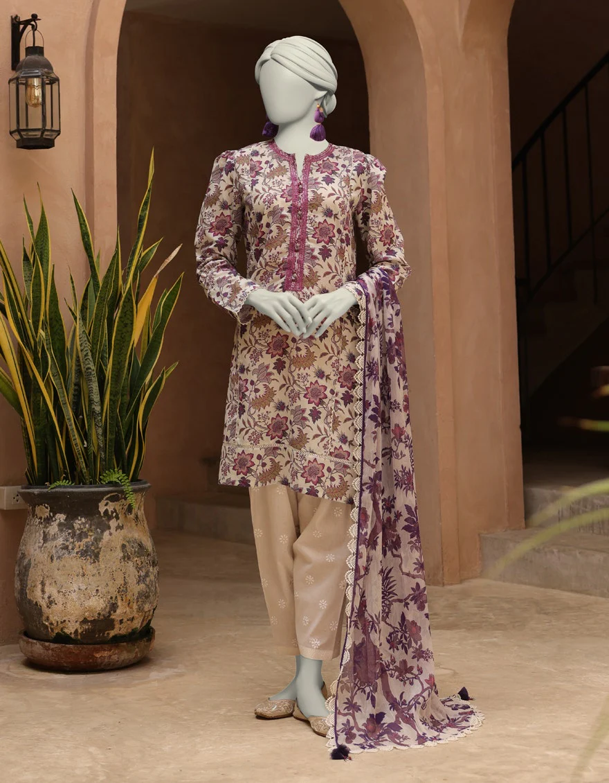 Junaid Jamshaid 3PC-JLAWN-S-25-3296-B Multicolor Lawn Embroidered Shades Of Summer 2025
