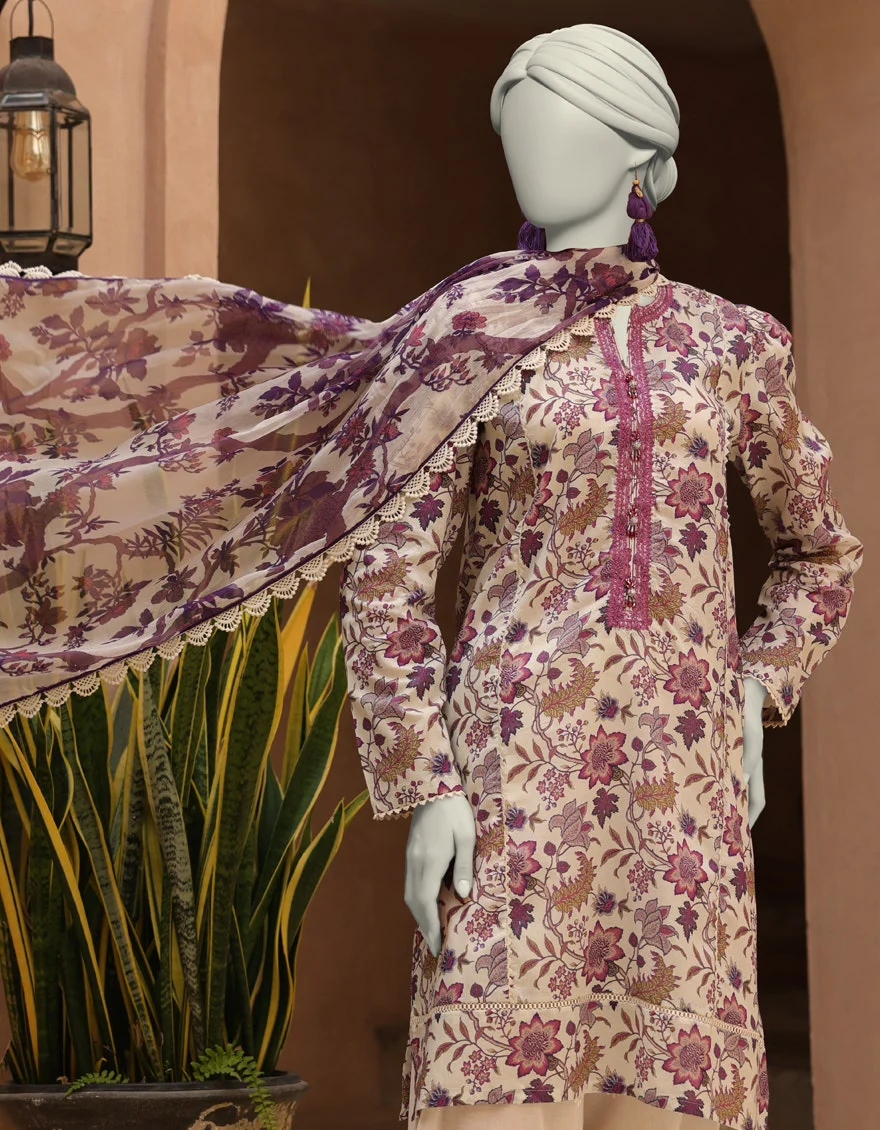 Junaid Jamshaid 3PC-JLAWN-S-25-3296-B Multicolor Lawn Embroidered Shades Of Summer 2025 - Image 2