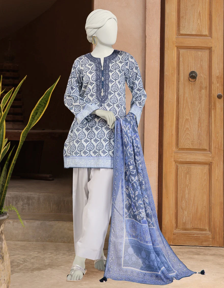 Junaid Jamshaid 3PC-JLAWN-S-25-3297-A Multicolor Lawn Embroidered Shades Of Summer 2025