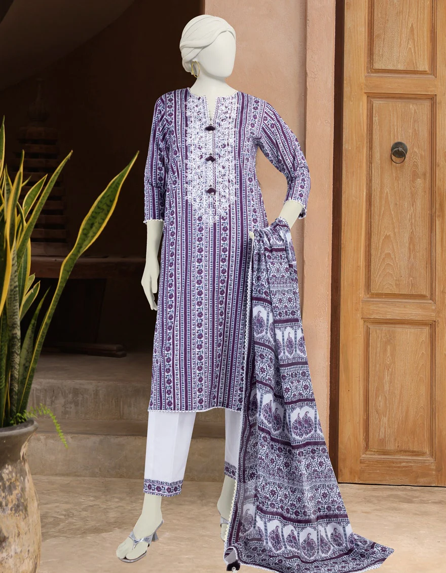 Junaid Jamshaid 3PC-JLAWN-S-25-3299-B Multicolor Lawn Embroidered Shades Of Summer 2025