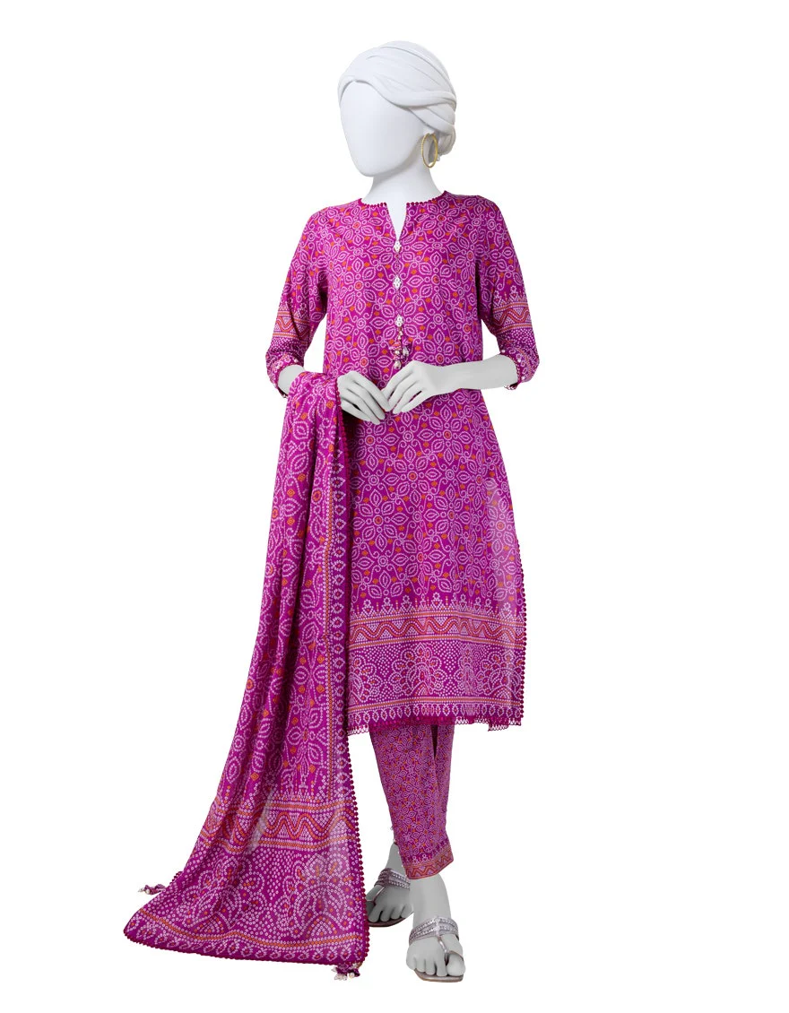 Junaid Jamshaid 3PC-JLAWN-S-25-805 Pink Lawn Printed Shades Of Summer 2025