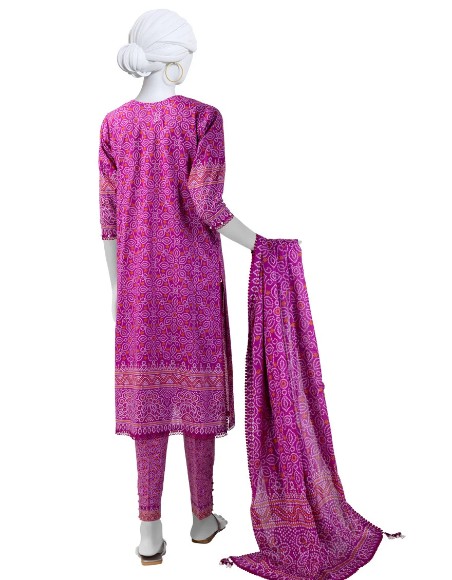 Junaid Jamshaid 3PC-JLAWN-S-25-805 Pink Lawn Printed Shades Of Summer 2025 - Image 2