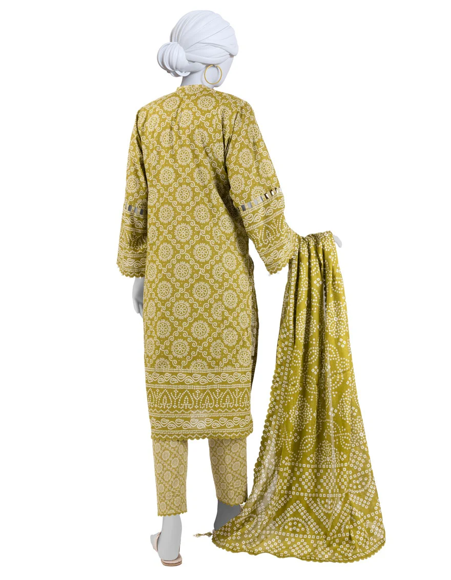 Junaid Jamshaid 3PC-JLAWN-S-25-807 Green Lawn Printed Shades Of Summer 2025 - Image 2