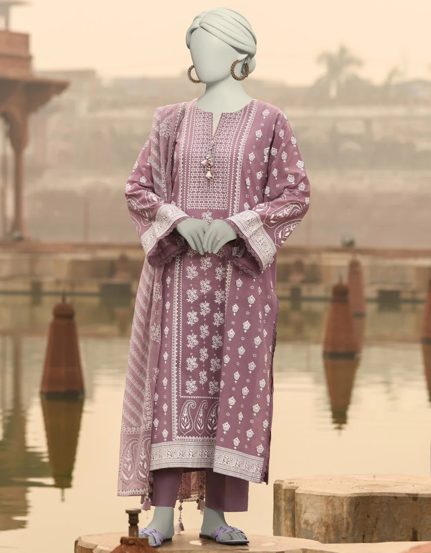 Junaid Jamshaid 3PC-JLAWN-S-25-820 Lilac Lawn Printed Shades Of Summer 2025