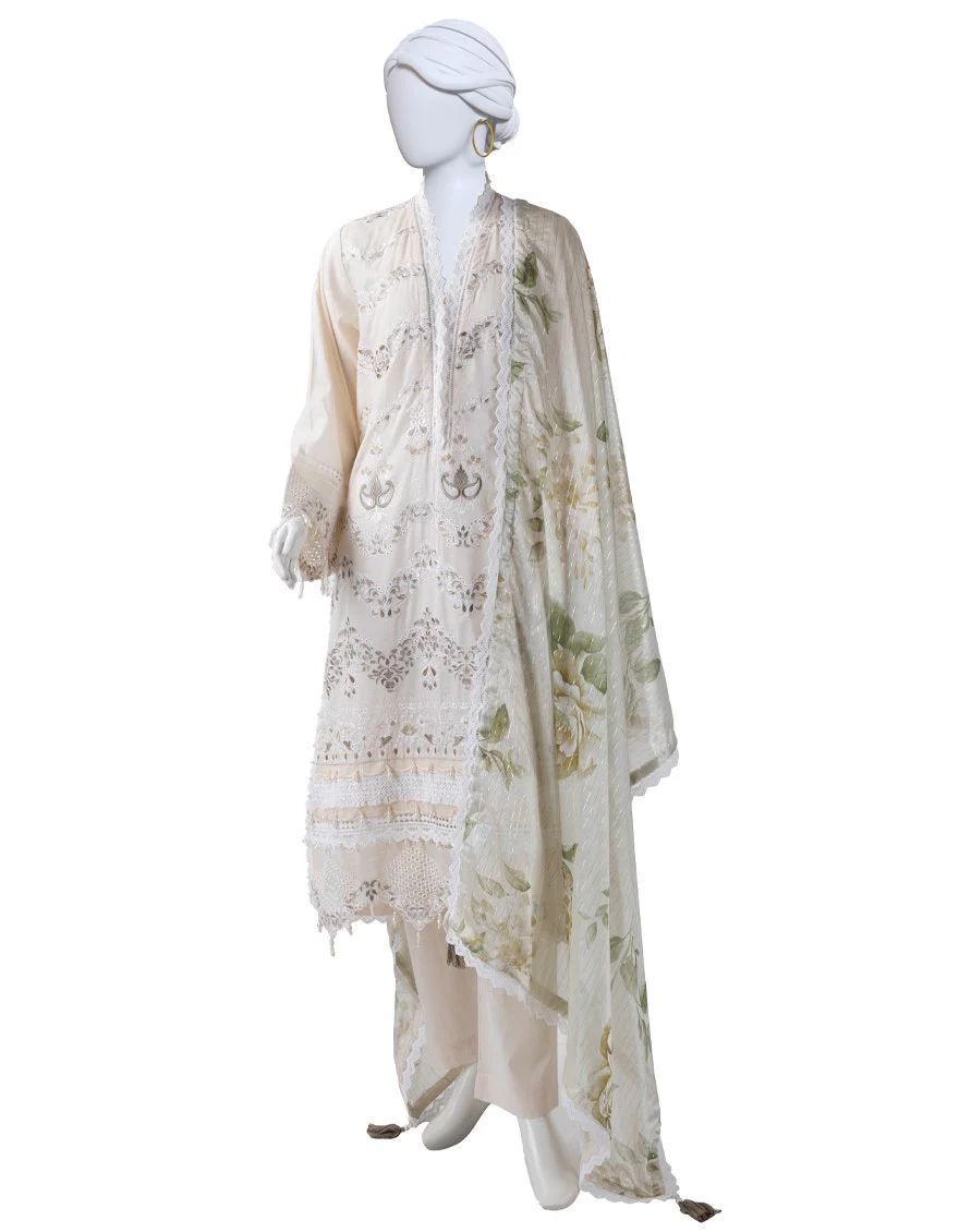 Junaid Jamshaid 3PC-JLAWN-S-25-822 Off White Lawn Embroidered Shades Of Summer 2025