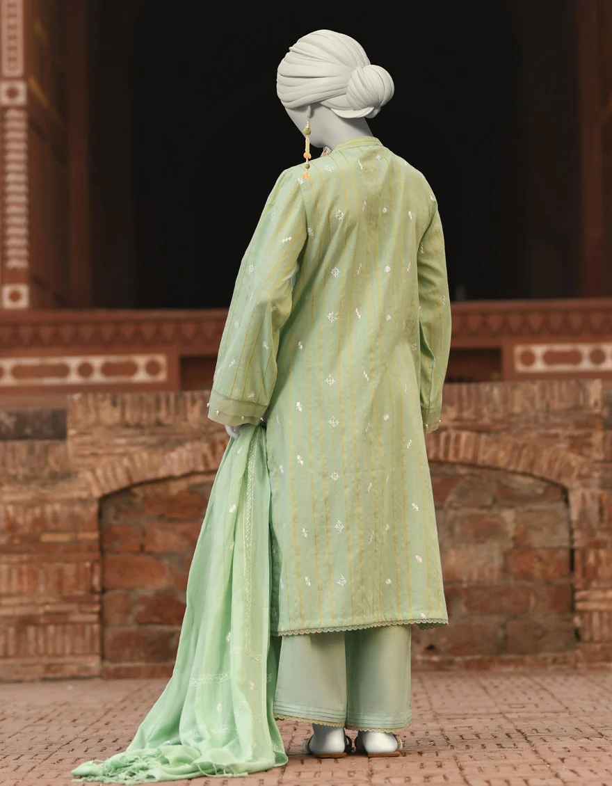 Junaid Jamshaid 3PC-JLAWN-S-25-833 Green Doria Embroidered Shades Of Summer 2025 - Image 2