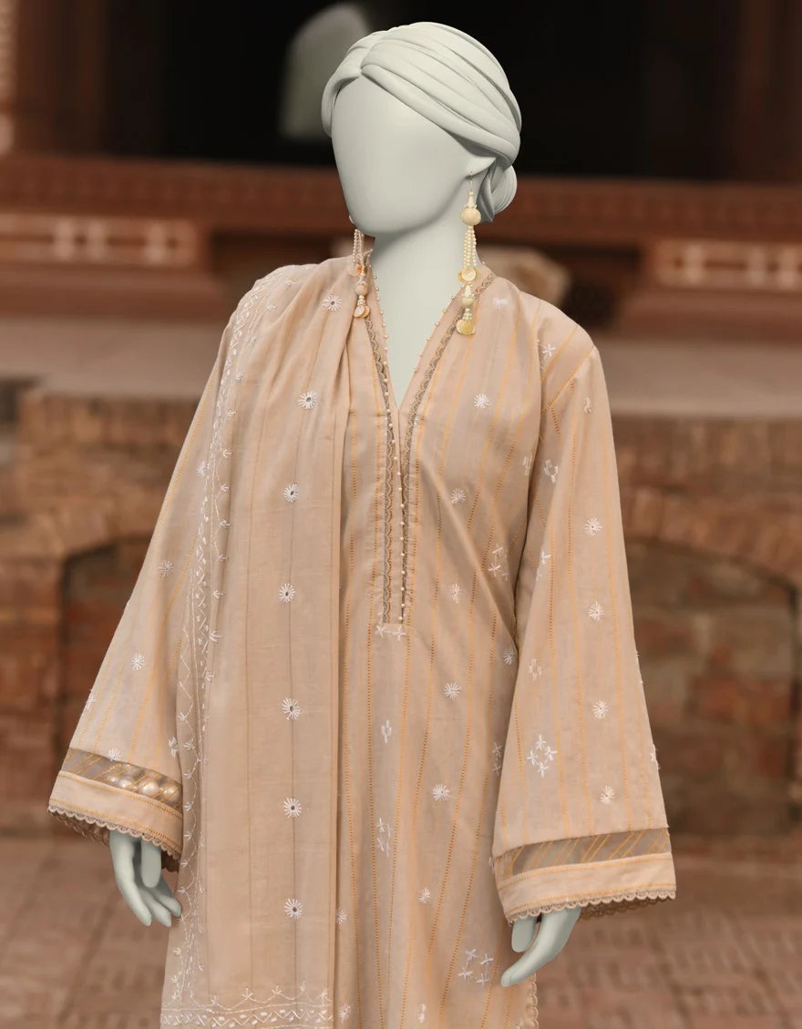 Junaid Jamshaid 3PC-JLAWN-S-25-835 Beige Doria Embroidered Shades Of Summer 2025 - Image 2
