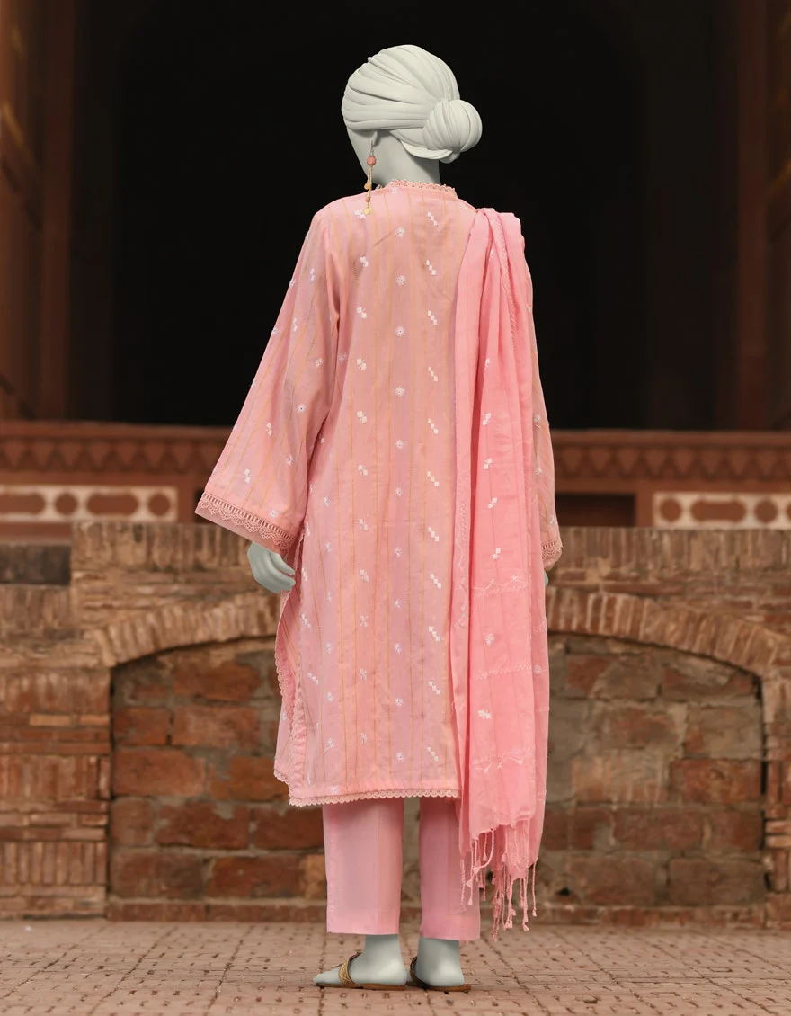 Junaid Jamshaid 3PC-JLAWN-S-25-836 Pink Doria Embroidered Shades Of Summer 2025 - Image 2