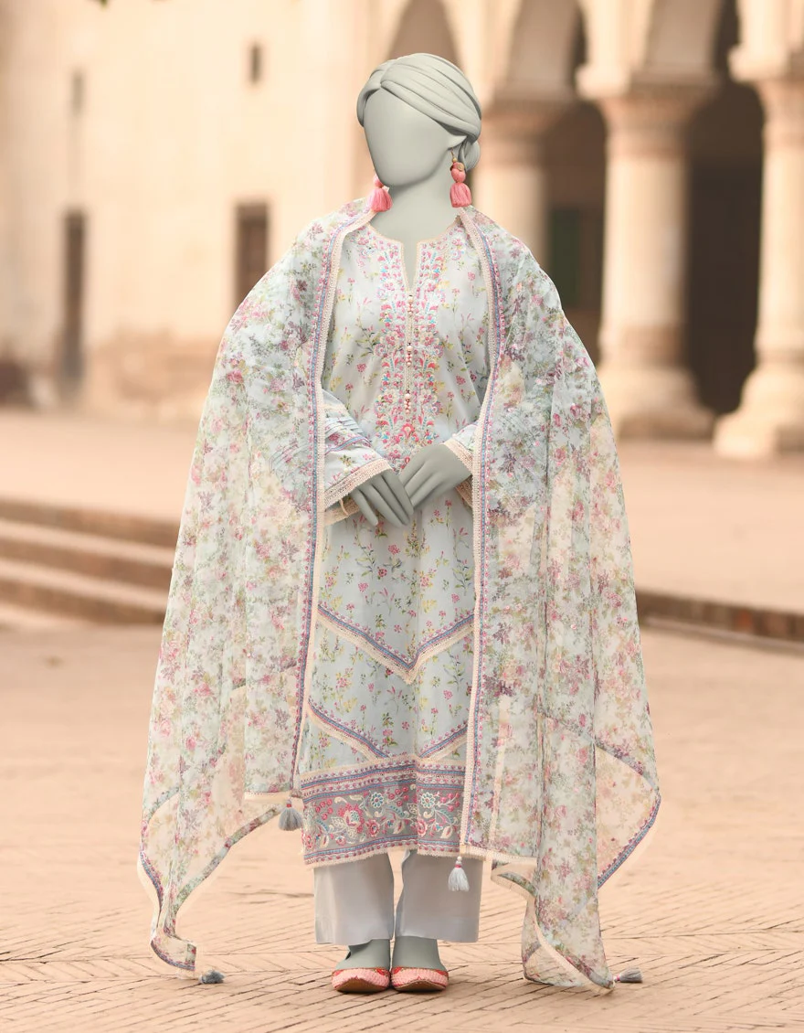 Junaid Jamshaid 3PC-JLAWN-S-25-838 Blue Lawn Embroidered Shades Of Summer 2025 - Image 2