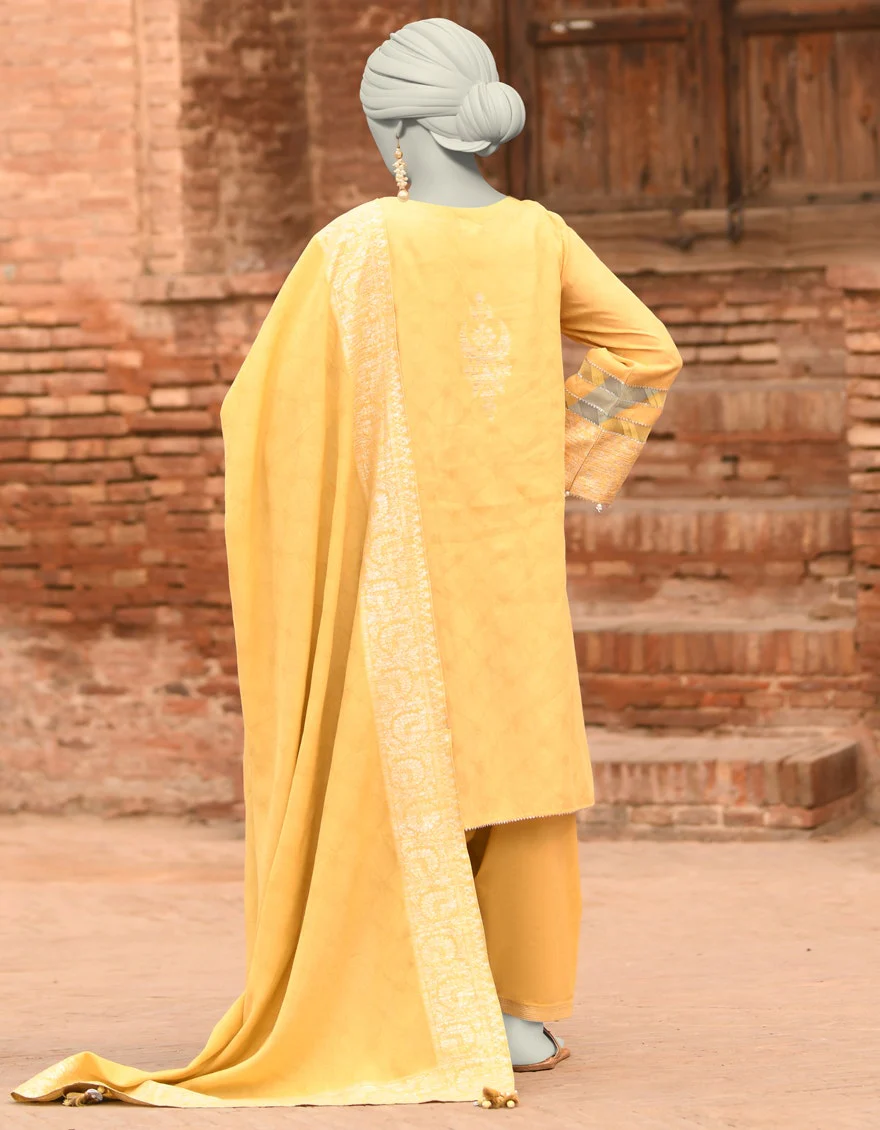Junaid Jamshaid 3PC-JLAWN-S-25-847 Yellow Lawn Dyed Shades Of Summer 2025 - Image 2