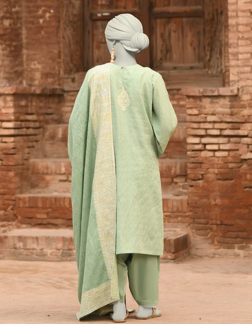 Junaid Jamshaid 3PC-JLAWN-S-25-848 Green Lawn Dyed  Shades Of Summer 2025 - Image 2