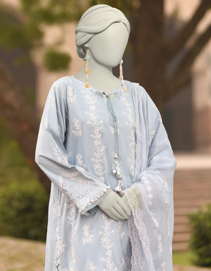 Junaid Jamshaid DATA-ITEM-PAGE="3"> Blue Cambric Schiffli 3pc Jlawn S 25 3151 Shades Of Summer 2025 - Image 2