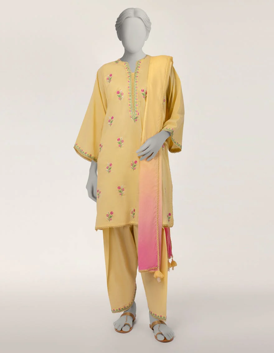 Junaid Jamshaid JLS26377S Yellow Spring Lawn 2026