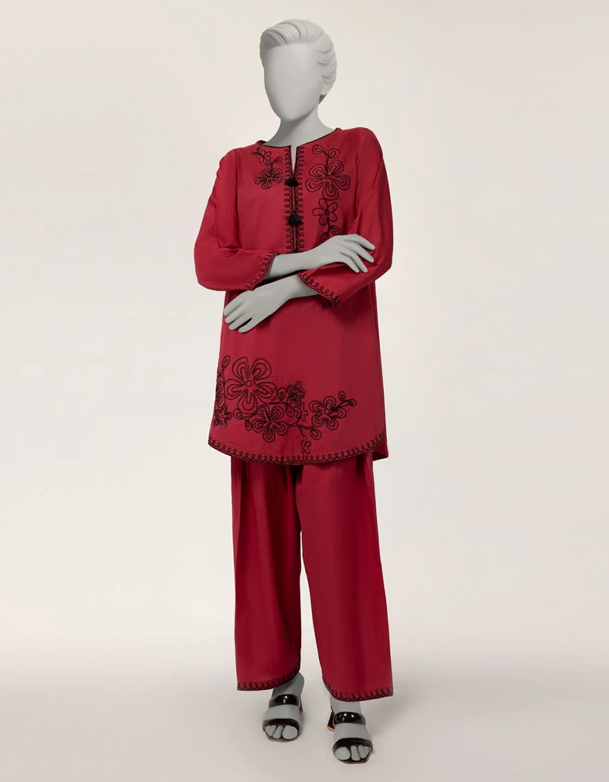 Junaid Jamshaid JST262303S Maroon Spring Lawn 2026