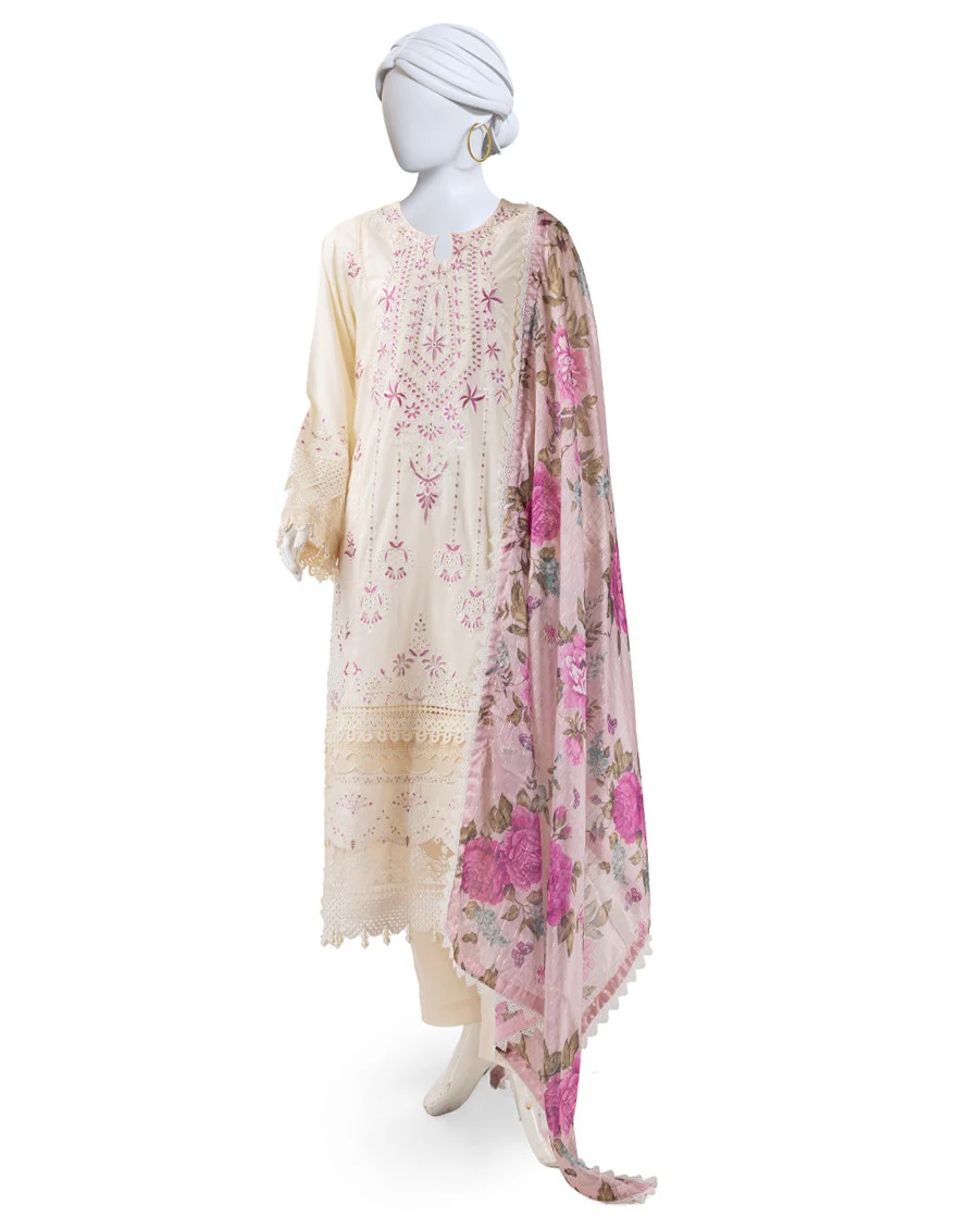 Juniad Jamshaid Beige Lawn Embroidered 3PC-JLAWN-S-25-821-S Summer Pret 2025
