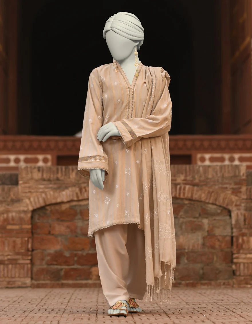 Juniad Jamshaid Beige Lawn Embroidered 3PC-JLAWN-S-25-835-S Summer Pret 2025