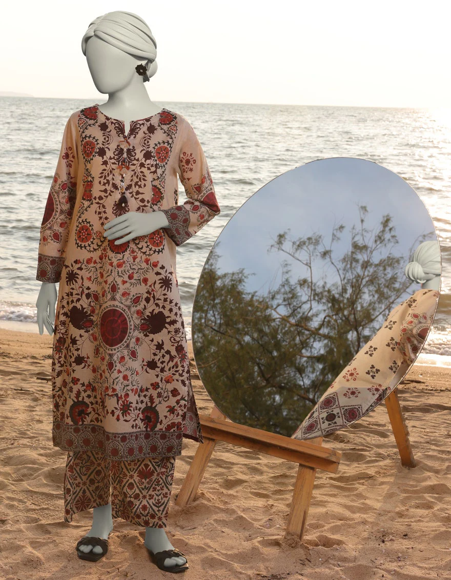Juniad Jamshaid Beige Lawn Printed 2PC-JLAWN-S-JST-25-2005-S Summer Pret 2025