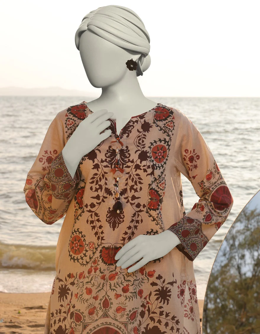Juniad Jamshaid Beige Lawn Printed 2PC-JLAWN-S-JST-25-2005-S Summer Pret 2025 - Image 2