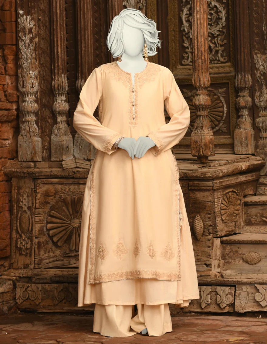 Juniad Jamshaid Beige Paper Cotton Embroidered 2PC-JLAWN-S-JST-25-2015-S Summer Pret 2025