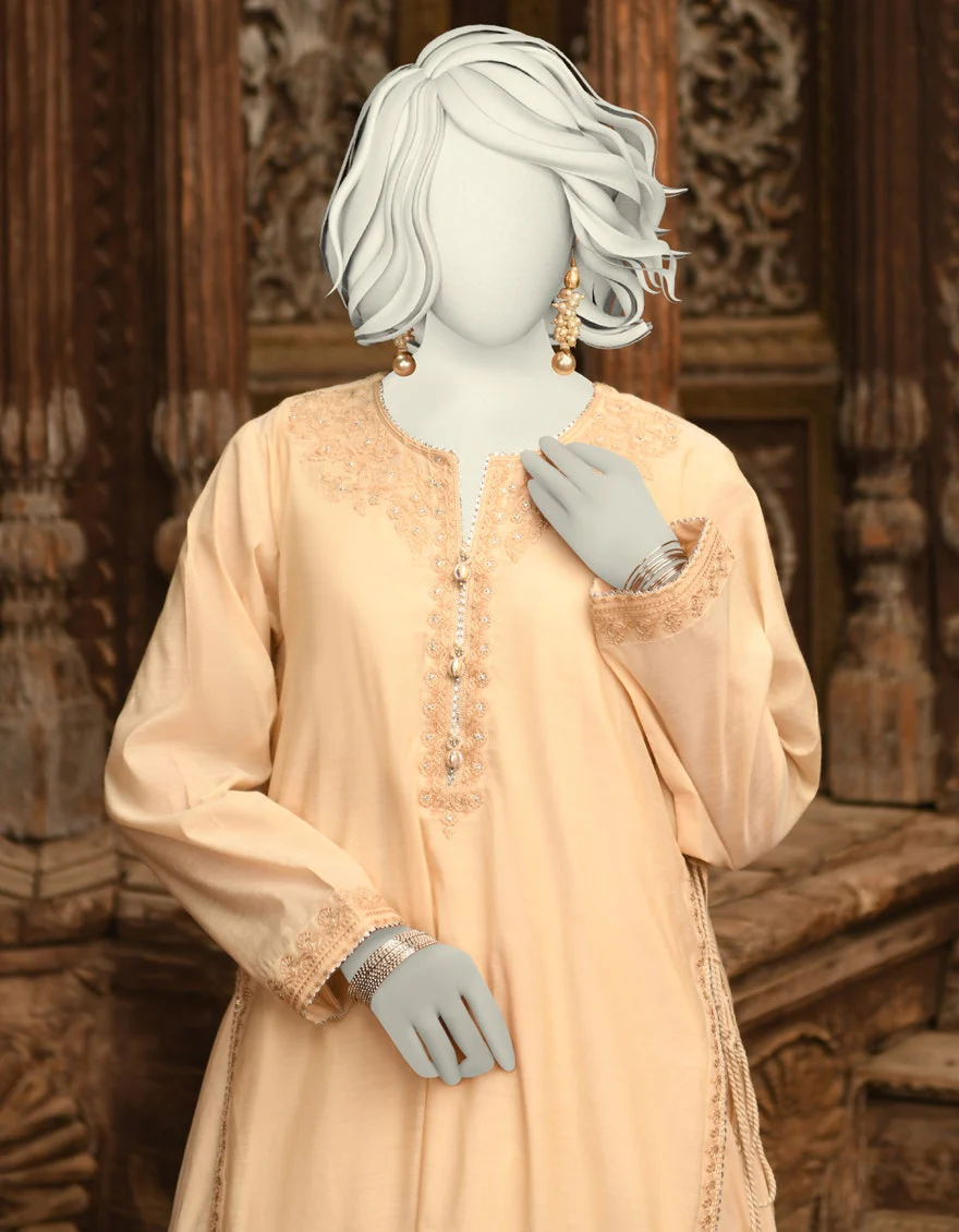 Juniad Jamshaid Beige Paper Cotton Embroidered 2PC-JLAWN-S-JST-25-2015-S Summer Pret 2025 - Image 2