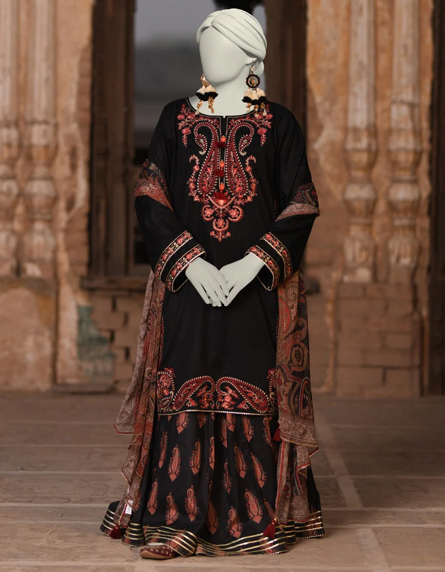 Juniad Jamshaid Black Dobby Embroidered 3PC-JLAWN-S-25-016-S Summer Pret 2025