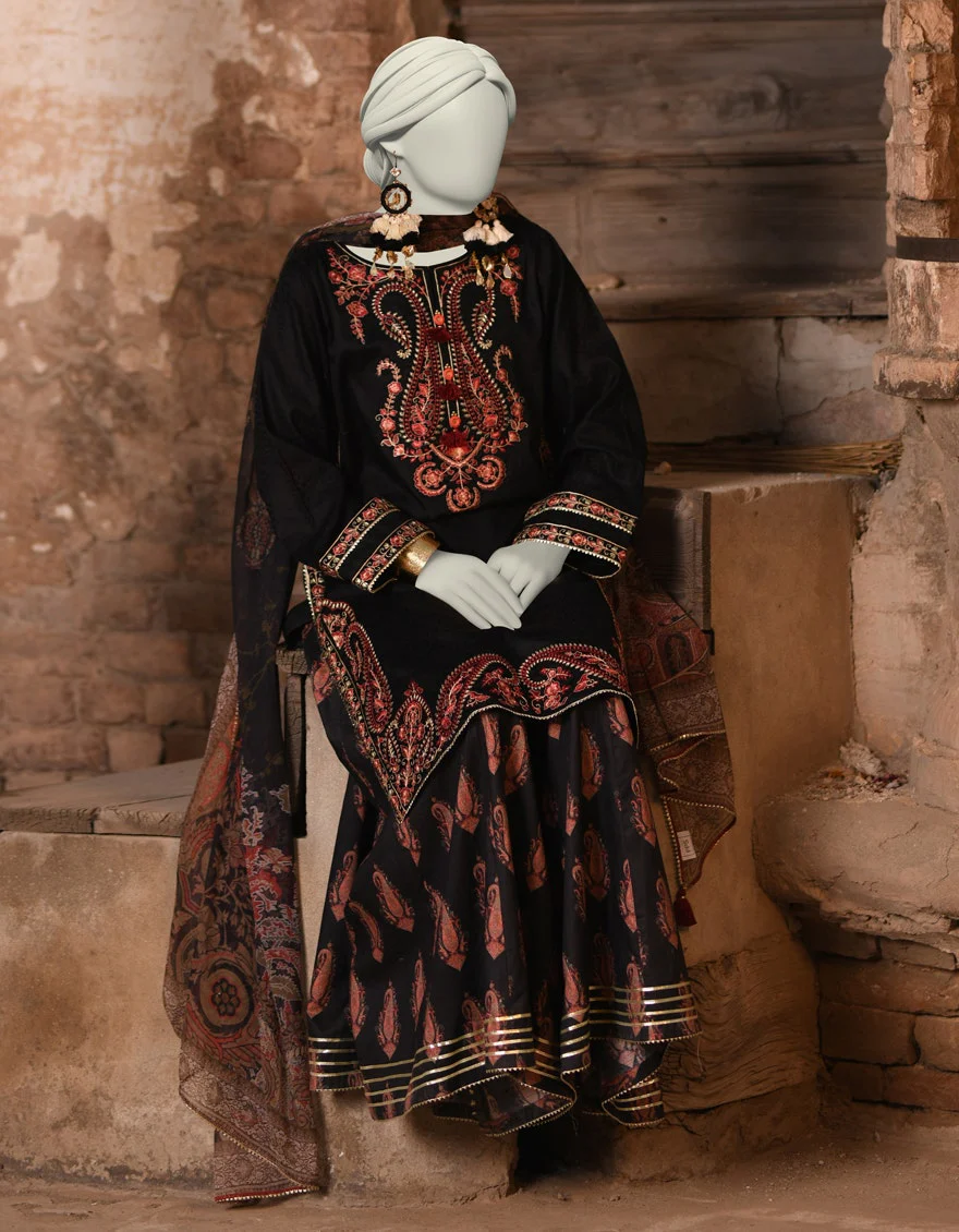 Juniad Jamshaid Black Dobby Embroidered 3PC-JLAWN-S-25-016-S Summer Pret 2025 - Image 2