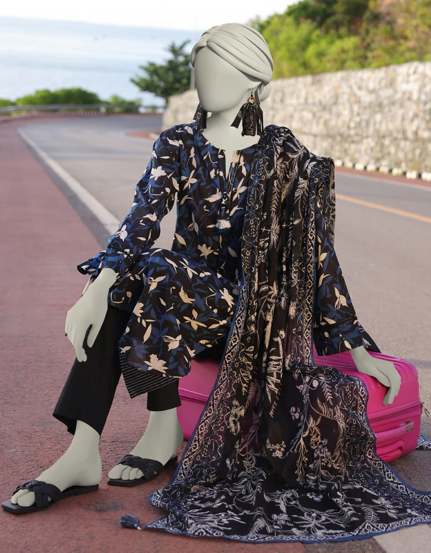 Juniad Jamshaid Black Lawn Printed 2PC-JLAWN-S-JDS-25-1011-S Summer Pret 2025 - Image 2