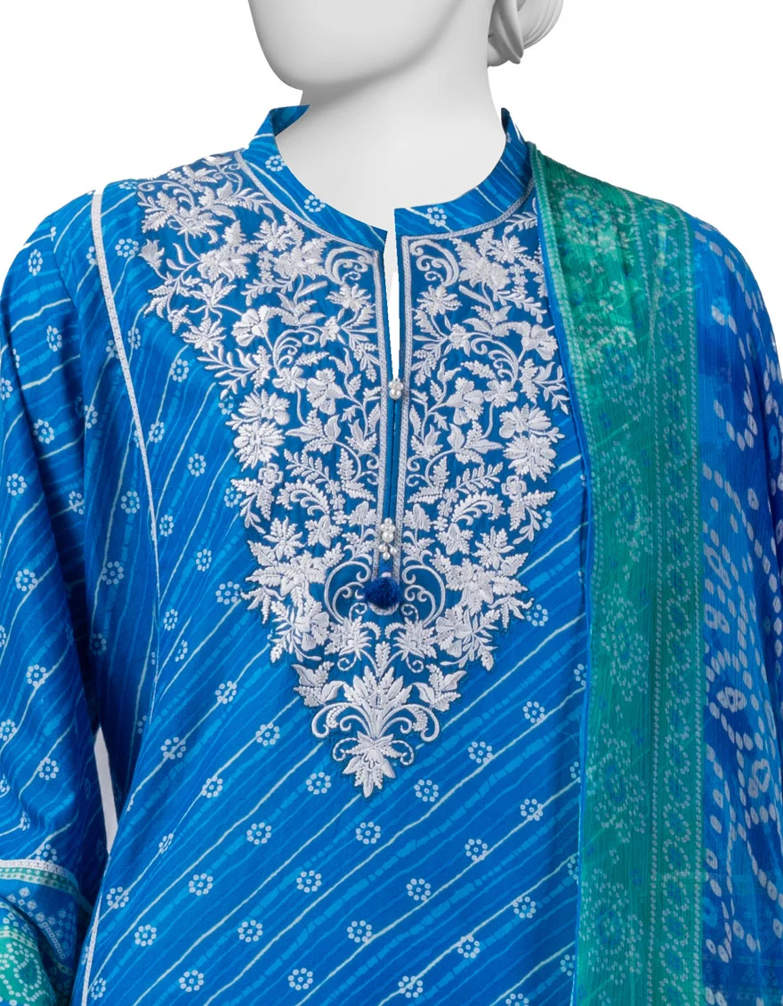 Juniad Jamshaid Blue Lawn Embroidered 2PC-JLAWN-S-JDS-25-1001-S Summer Pret 2025 - Image 2