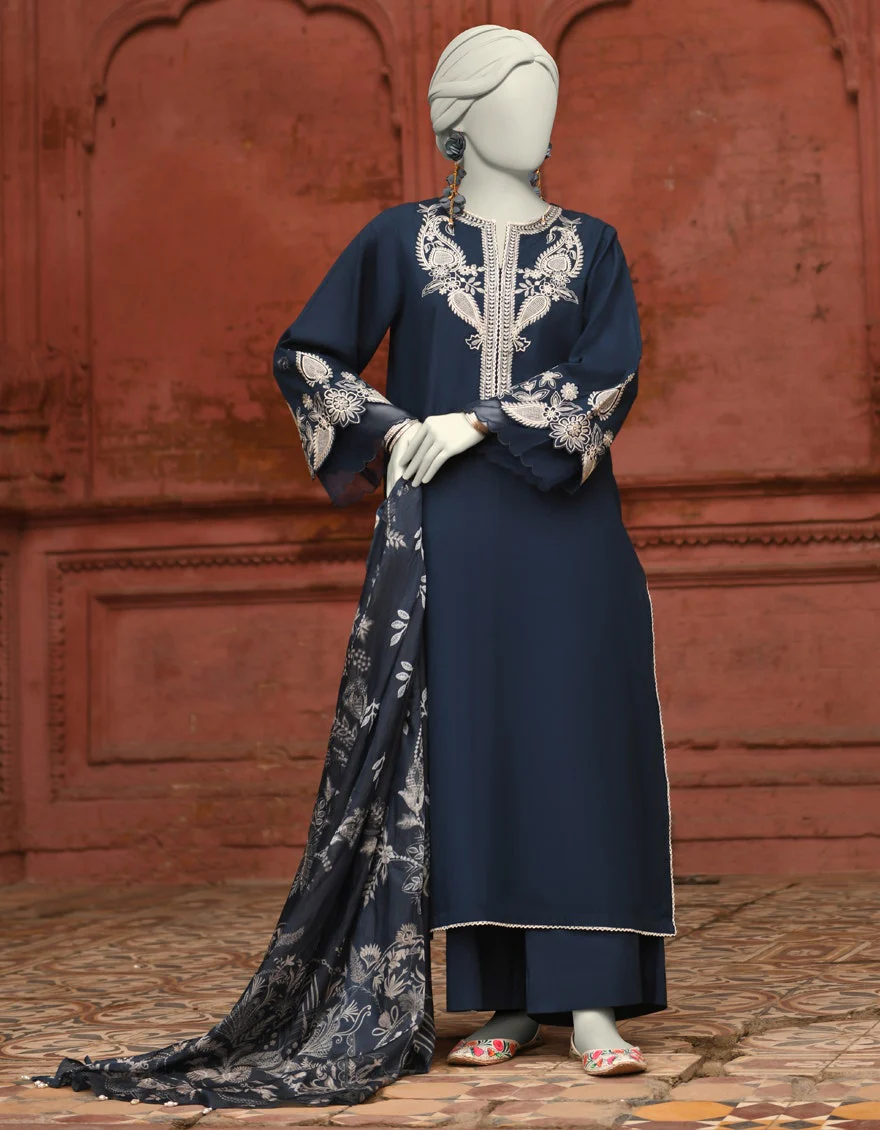 Juniad Jamshaid Blue Lawn Embroidered 3PC-JLAWN-S-25-063-S Summer Pret 2025