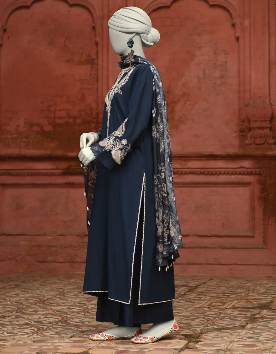 Juniad Jamshaid Blue Lawn Embroidered 3PC-JLAWN-S-25-063-S Summer Pret 2025 - Image 2