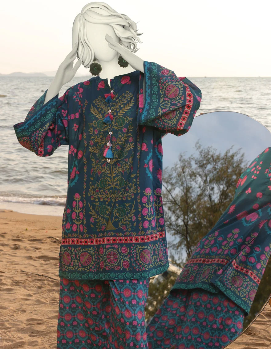Juniad Jamshaid Blue Lawn Printed 2PC-JLAWN-S-JST-25-2008-S Summer Pret 2025 - Image 2