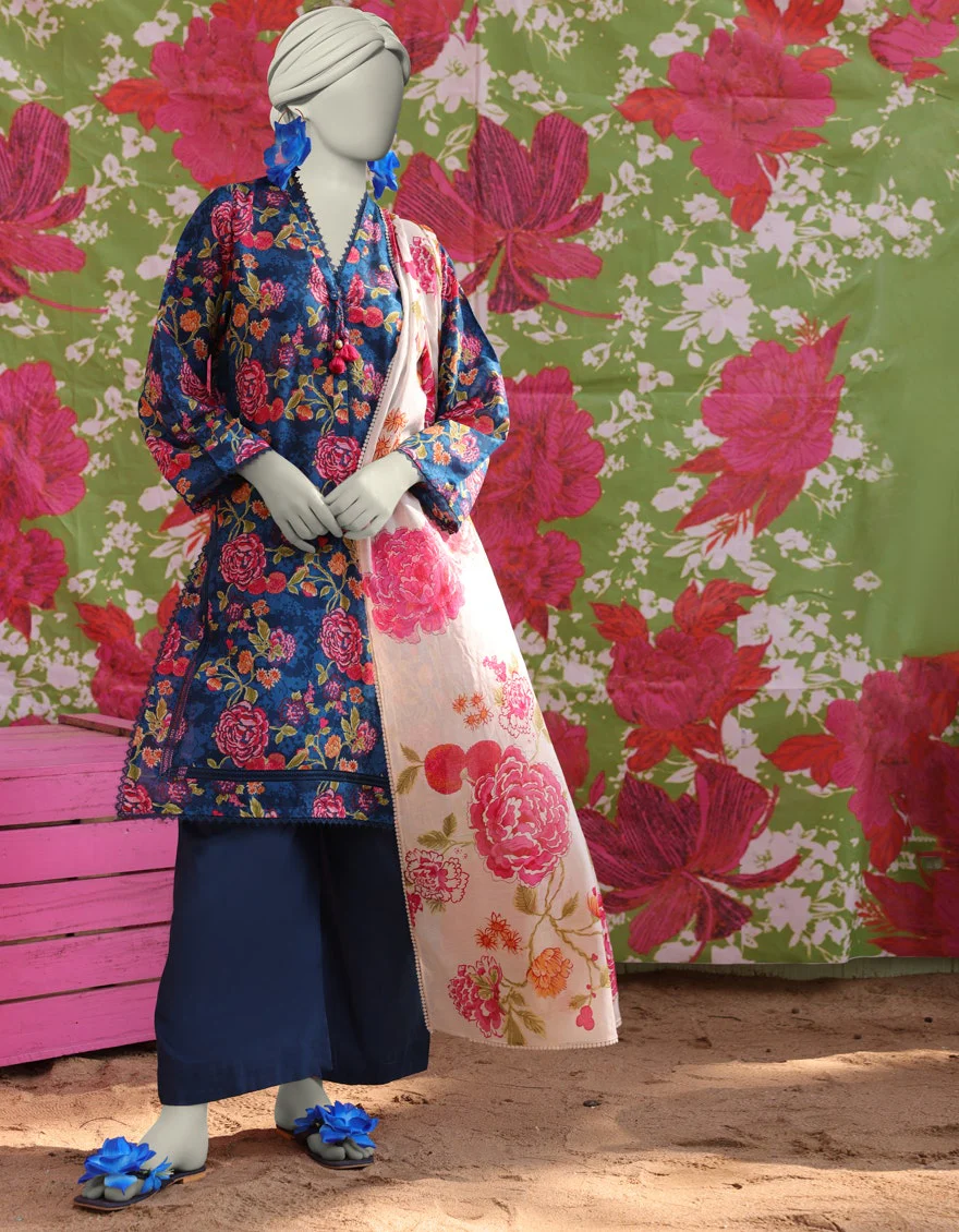 Juniad Jamshaid Blue Lawn Printed 3PC-JLAWN-S-25-007-S Summer Pret 2025