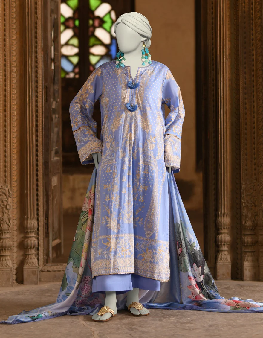 Juniad Jamshaid Blue Lawn Printed 3PC-JLAWN-S-25-021-S Summer Pret 2025