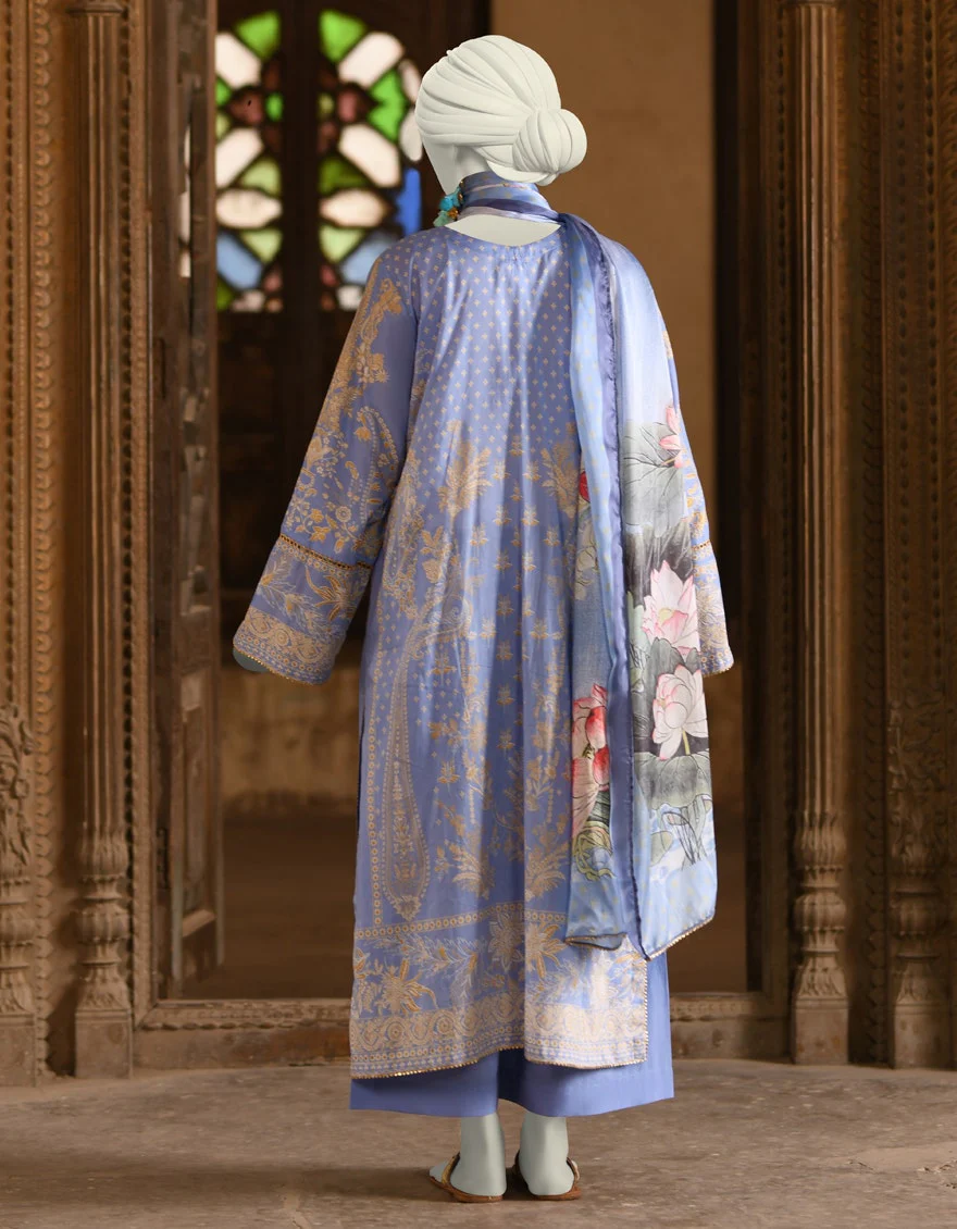 Juniad Jamshaid Blue Lawn Printed 3PC-JLAWN-S-25-021-S Summer Pret 2025 - Image 2