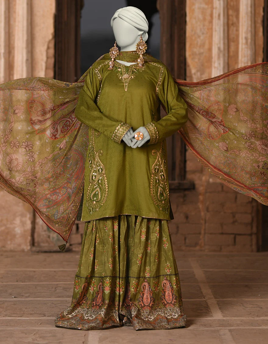 Juniad Jamshaid Green Dobby Embroidered 3PC-JLAWN-S-25-013-S Summer Pret 2025