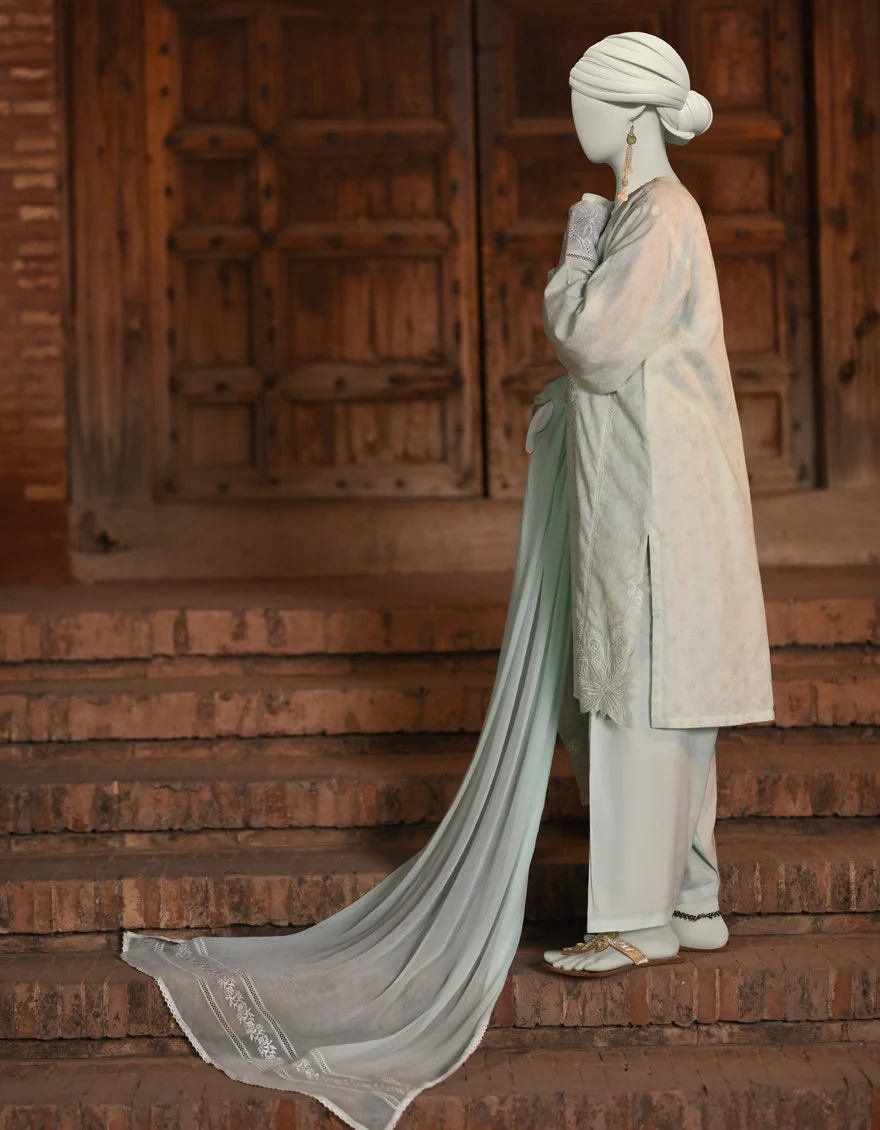 Juniad Jamshaid Green Dobby Embroidered 3PC-JLAWN-S-25-050-S Summer Pret 2025 - Image 2