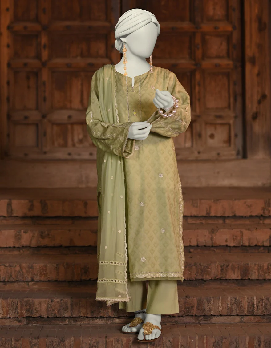 Juniad Jamshaid Green Dobby Embroidered 3PC-JLAWN-S-25-051-S Summer Pret 2025